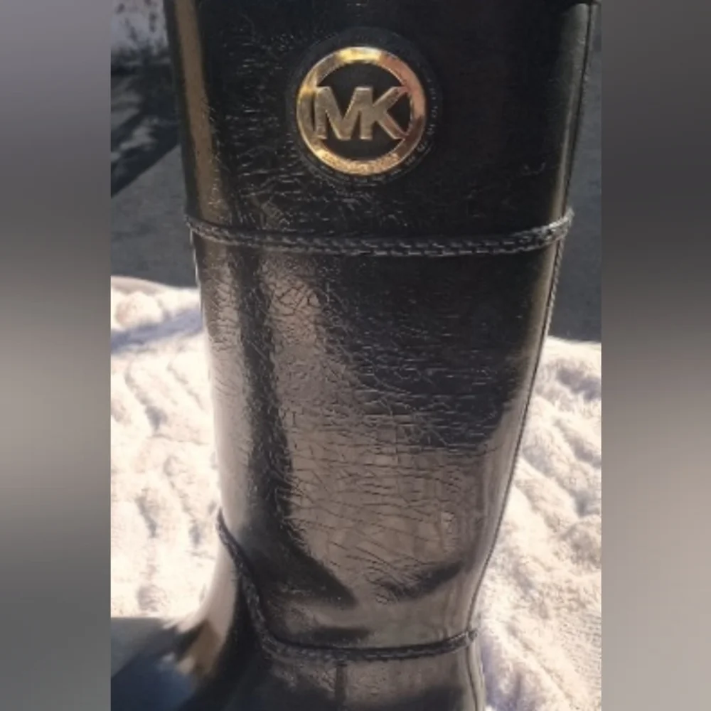 Michael Kors Tall Rubber Black Knee High Boots Size 6